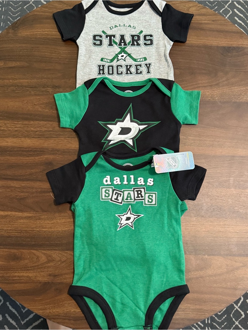 Baby boy Dallas stars hockey onesie set